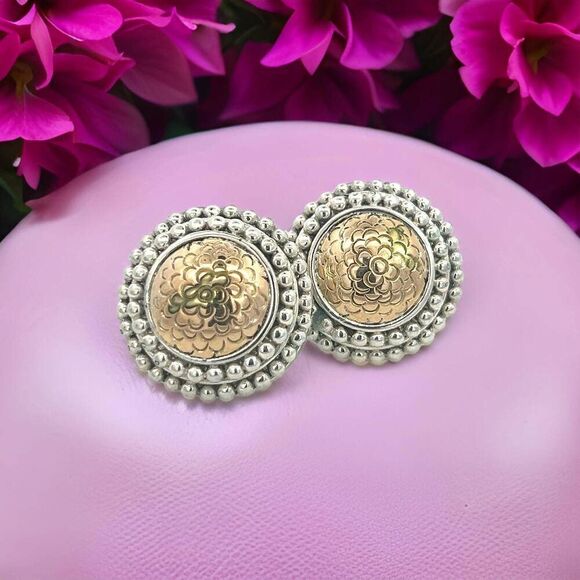 John Hardy Estate Clip on Earrings Silver 18k Yellow Gold JH97 - Picture 5 of 9